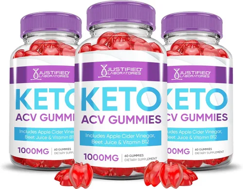 Paquete de 3 gomitas Keto ACV de apoyo avanzado Keto Gummys de 1000 mg de vinagre de sidra de manzana formulado con jugo de granada y remolacha en
