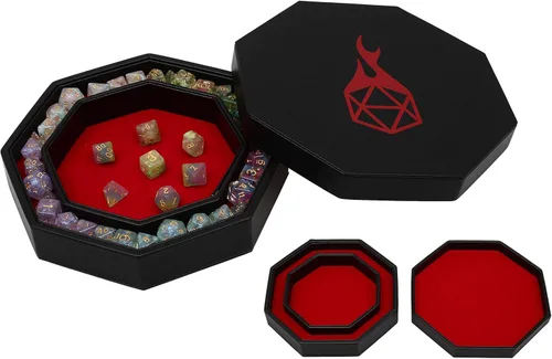 Forged Dice Co. Redondel para dados Charola para tirar y guardar dados Compatible con todos los juegos de dados, D&D y RPG Rojo