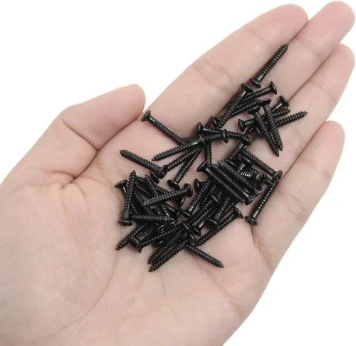Miniatura 4 de Tornillos de montaje para anillo de recogida, 60 unidades, 0.098 x 0.709 in, color negro, para guitarra avellanada Humbucker, tornillos de montaje