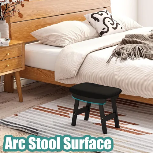 Miniatura 3 de viewcare Reposapiés otomano pequeño, taburete negro - Taburete de pie de madera para sala de estar, dormitorio y cocina