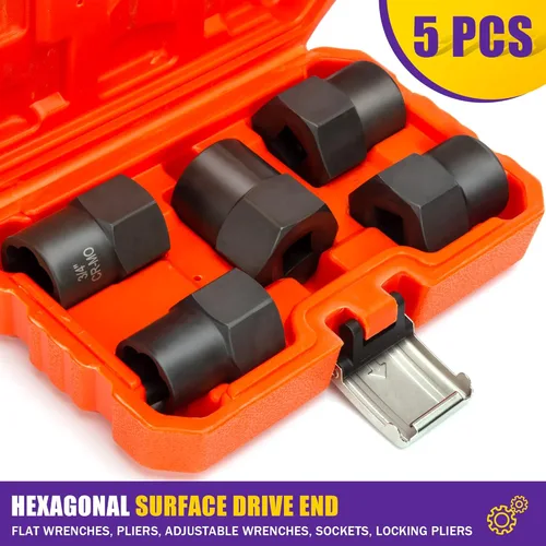 Miniatura 6 de Kit de extractor de pernos de 5 piezas, resistente, herramienta de extracción de tuercas de impacto de 1/2 pulgada, juego de extractor de tuercas