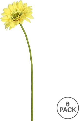 Miniatura 3 de Vickerman Tallo de margarita de gerbera amarilla artificial de 21 pulgadas, 6 por bolsa Amarillo