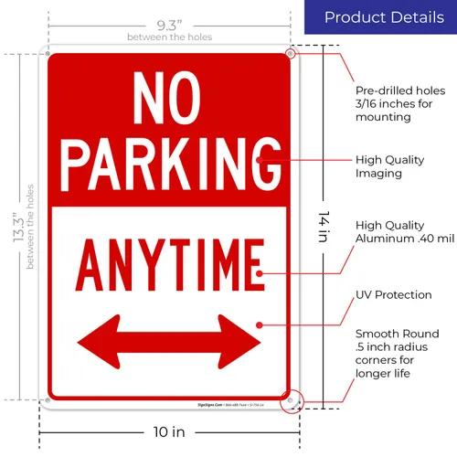 Miniatura 3 de SIGO SIGNS señal con la leyenda "No Parking Anytime", grande 10 x 14 pulgadas, de aluminio, para uso interior o exterior