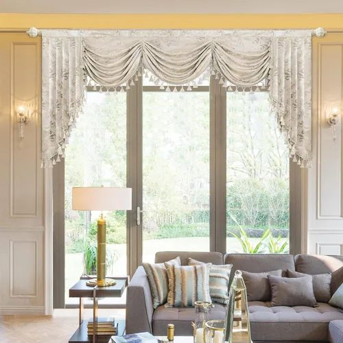 Miniatura 21 de Loom and Mill Cenefas de Cascada de Lujo para Ventanas, Elegante Cenefa de Cortinas Gruesas de Jacquard con Borlas para Sala de Estar, Dormitorio