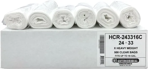 Miniatura 50 de Aluf Plastics Bolsas de basura de alta densidad, 10 galones, 1000 unidades, 6 micrones (eq), 24" x 24", transparentes, para baño, oficina