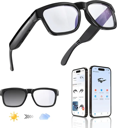 Miniatura 10 de OhO Smart Glasses, gafas de sol polarizadas con altavoz Bluetooth, protección UV atlética/al aire libre y control de voz, unisex (lente gris)