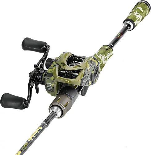 Sougayilang Baitcaster Combo, Cañas de Pescar de Casting de Grafito de 2 Piezas 30Ton+24Ton, Mango SuperPolymer, Portacebo Estilo "S" con Carrete de