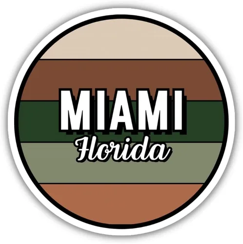 Miami Florida Travel Sticker, 2.5" Multiple Colors, Laptop Water Bottle Planner Journal, Collectible Places I've Been, Luggage Decal (Earth)