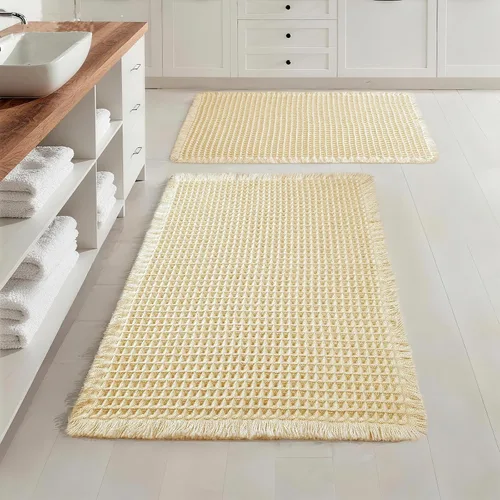 Miniatura 13 de Alfombras de Baño con Textura Waffle, Tapetes de Baño Bohemios Súper Absorbentes, Tapetes Antideslizantes para Ducha, para Piso de Baño y Bañera