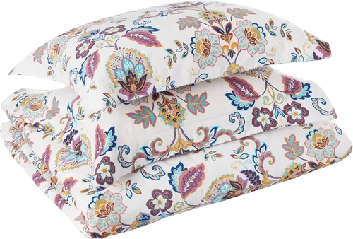 Miniatura 13 de Tribeca Living Juego de funda de edredón de 200-GSM con estampado floral, King, Multicolor (FL200DSKIDB)