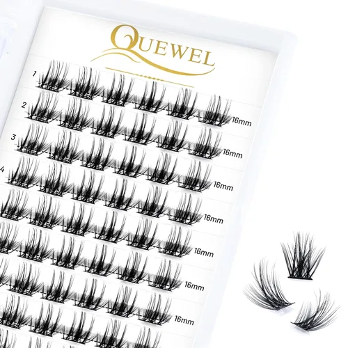 Miniatura 60 de QUEWEL Kit de extensión de pestañas DIY, racimos de pestañas 3D con 280 piezas, racimos de pestañas mixtas de 10-16 mm (30+40+50D), pinzas