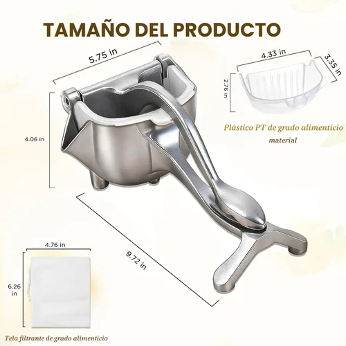 Miniatura 2 de Exprimidor de jugo de frutas, manual de exprimidor de limón, agarre ergonómico antideslizante, fácil de usar y limpiar, extracción eficiente