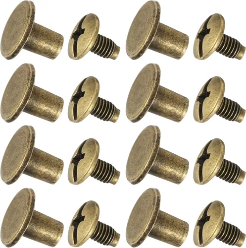 Miniatura 5 de YORANYO 150 juegos de tornillos Chicago de 0.315 pulgadas (0.315 in), remaches de cuero para tela, tornillos de fijación de Chicago, botones