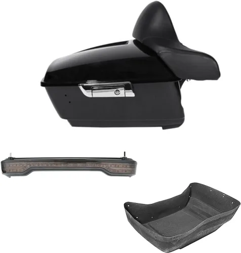 TCMT 34,8 cm King Caja de maletero para motocicleta con respaldo envolvente y luz trasera, compatible con Harley 2014-2025 Touring CVO Road King
