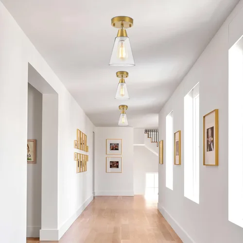 Miniatura 8 de MWZ Juego de 2 apliques de pared dorados, modernos apliques de latón cepillado con pantalla de vidrio transparente, accesorios de iluminación
