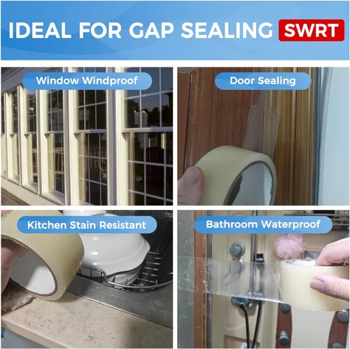 Miniatura 5 de SWRT 2 pulgadas x 27 metros 8 mil Cinta transparente resistente para sellado de ventanas, sin residuos, aislamiento de ventana para invierno