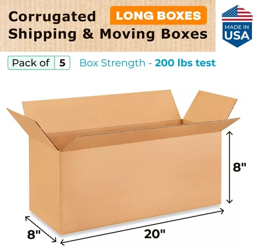Miniatura 2 de Cajas largas de envío y mudanza de 20 x 8 x 8 pulgadas (paquete de 5) – Extra resistentes 200 libras frente a las regulares – Cajas de embalaje