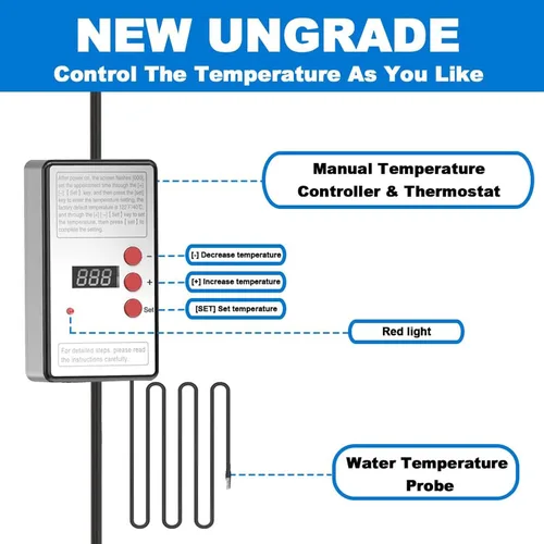 Miniatura 5 de Calentador de agua de inmersión con control de temperatura, termostato de 2000 W, calentador de agua sumergible con protector de acero inoxidable