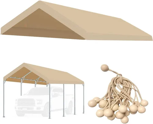 10'x20' Cobertura superior de toldo de repuesto para cochera mejorada para tienda de eventos, toldo para fiesta con cuerdas elásticas de bola, color