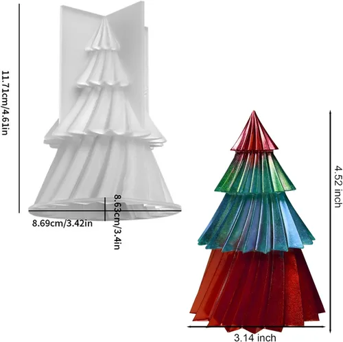 Miniatura 3 de Moldes de Árbol Navideño para Velas, Moldes de Árbol de Origami de Silicona de 12.2 cm para Hacer Velas, Moldes de Árbol de Resina para Cera de Soja