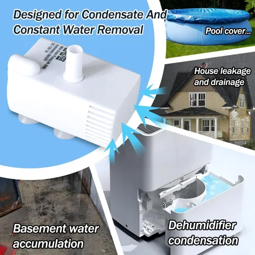 Miniatura 2 de Bomba de sumidero pequeña automática con sensor de agua, elevación de 5 pies, 55 GPH 115 V/230 V, mini bomba de condensado con interruptor