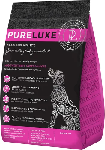 Miniatura 8 de PURELUXE Alimento para perros sin granos y gluten, pavo, guisantes partidos y salmón Elite Nutrition, para perros de raza pequeña en todas