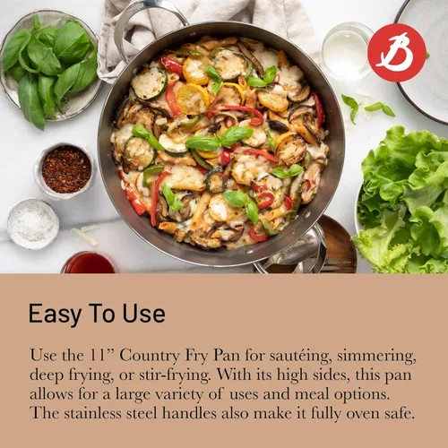 Miniatura 4 de de Buyer MINERAL B - Sartén de acero al carbono con dos asas, 11 pulgadas, ideal para saltear, cocinar a fuego lento, freír y freír, naturalmente