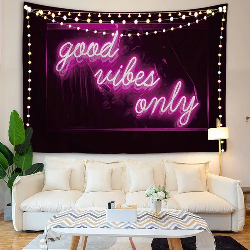 Miniatura 3 de HuxtleEssentials Tapiz decorativo de pared, solo palabras con luz de neón para dormitorio, sala de estar, exterior, 50 x 60 pulgadas Rosa