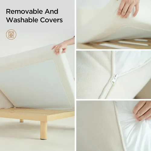Miniatura 7 de Acanva Sofá modular minimalista para sala de estar, asiento ancho y profundo, juego de muebles convertibles con marco de metal y fundas móviles