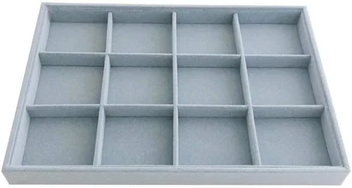 Miniatura 3 de Bandeja grande de terciopelo gris de alta calidad apilable extraíble organizador de almacenamiento multifunción (12 rejillas)