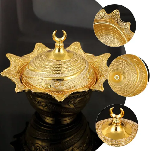 Miniatura 6 de OSALADI Tapa decorativa de metal para tazón, contenedor de almacenamiento pequeño para dulces, nueces y dulces, para bodas, fiestas y decoración