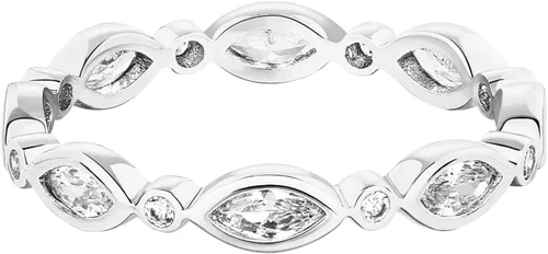 Miniatura 3 de PAVOI Anillo apilable de circonita cúbica chapada en oro de 14 quilates Banda de eternidad marquesa para mujer Anillo apilable de oro chapado