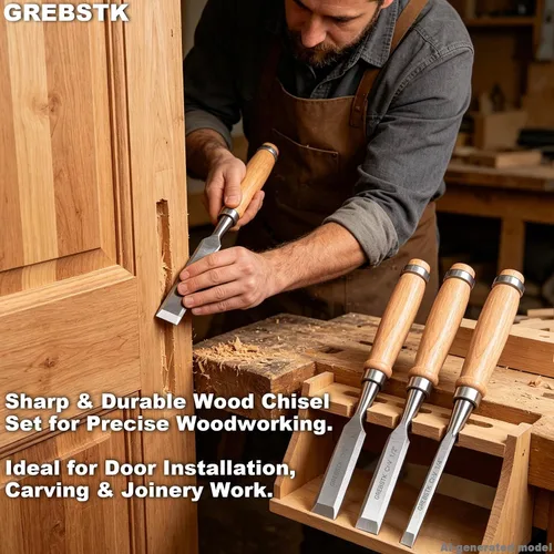 Miniatura 6 de GREBSTK Juego de 4 cinceles de madera con borde biselado de acero CRV y tapas de seguridad para carpintería y proyectos de bricolaje de 1/4", 1/2