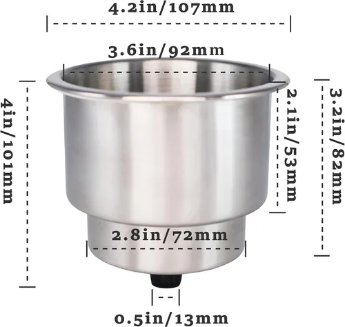 Miniatura 3 de DNB - Portavasos de acero inoxidable - Insertar soportes para bebidas con drenaje accesorios para barcos marinos