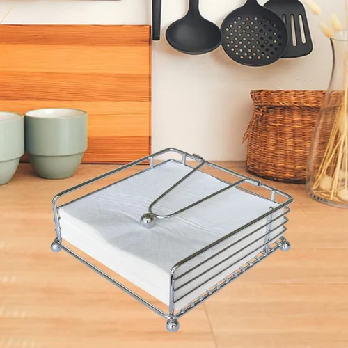 Miniatura 8 de hiwafifi Servilletero para mesa, dispensador de servilletas plano con brazo pesado, soporte cuadrado de papel de cóctel de elegante hierro rústico