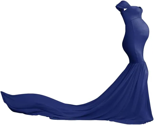 Miniatura 2 de Vestido de maternidad para mujer, para fotografía, sirena con hombros descubiertos, ajustado, de gasa, con vuelo, para baby shower, maxivestido