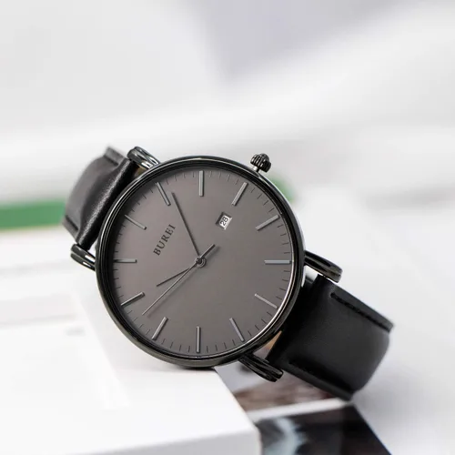 Miniatura 4 de BUREI - Reloj de pulsera analógico para hombre con fecha y correa de piel
