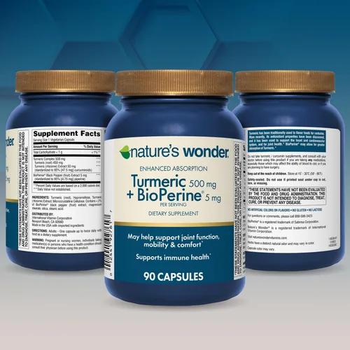 Miniatura 9 de Nature's Wonder Suplemento de cúrcuma con BioPerine - Complejo de cúrcuma de absorción mejorada 500 mg con BioPerine 5mg para función articular
