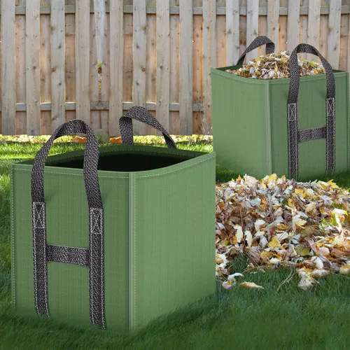 Miniatura 7 de Paquete de 2 bolsas de basura reutilizables de 66 galones, bolsa plegable de alta resistencia para hojas de jardín, bolsas de basura, contenedor