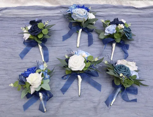 Miniatura 6 de CherishedMoments Juego de 6 centros de mesa de flores surtidas, mini flores florales para decoración de mesa de boda junto al mar, ramos de flores