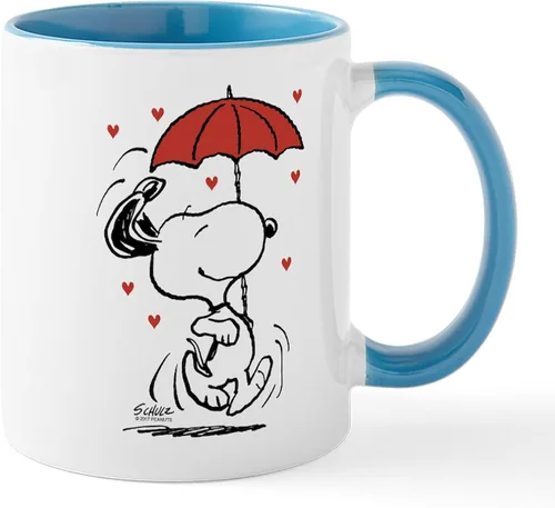 Miniatura 11 de CafePress Peanuts: Snoopy Raining Hearts - Taza de café de cerámica (11.0 fl oz)