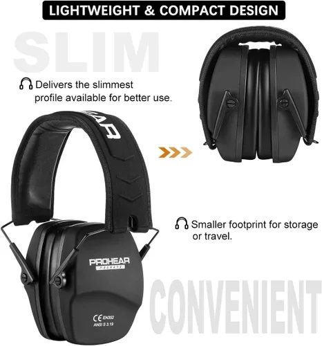 Miniatura 5 de PROHEAR 016 Protección Auditiva Orejeras de Seguridad para Tiro, NRR 26dB Reducción de Ruido Protector Auditivo Pasivo Delgado con Copas Auriculares