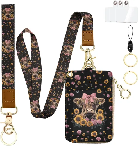 Miniatura 27 de bolimoss Soporte para credencial de sol y luna y cartera con cordón, cordones removibles para maestras, cartera para mujeres con correa
