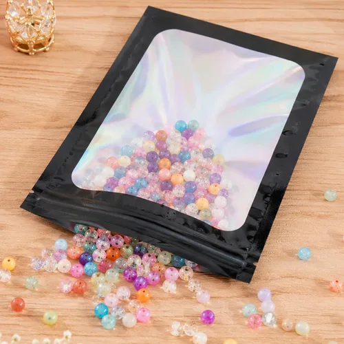Miniatura 4 de Paquete de 100 bolsas de Mylar de 7.8 x 11.8 pulgadas con ventana transparente, bolsas de papel de aluminio resellables grandes de cuarto de galón
