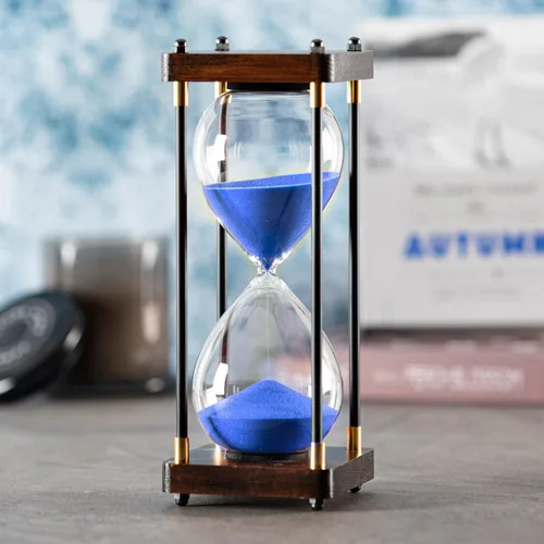 Miniatura 7 de Reloj de Arena Grande de 60 Minutos, Temporizador de Arena de Madera Decorativo con Arena Negra, Reloj de Arena de 1 Hora Negro arena