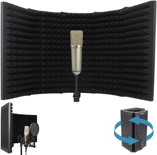 Miniatura 10 de Pyle PSMRS08 - Pantalla de aislamiento compacto para micrófono, reflector de gomaespuma con amortiguación de sonido de micrófono de estudio.