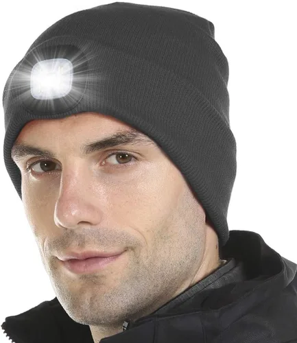 Miniatura 20 de Tutuko Gorro unisex con luz, gorro LED recargable por USB, sombrero LED con linterna, regalos para hombres, mujeres, papá