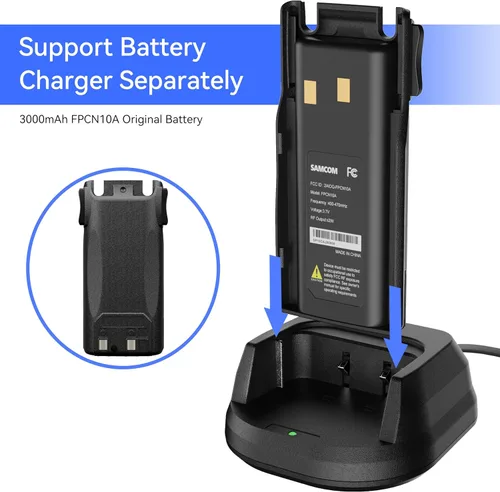 Miniatura 2 de SAMCOM Base de carga FPCN10A, compatible con FPCN10A FPCN10A-RPO FPCN20A Walkie-Talkie y batería separada de 3000 mAh, cargador de escritorio