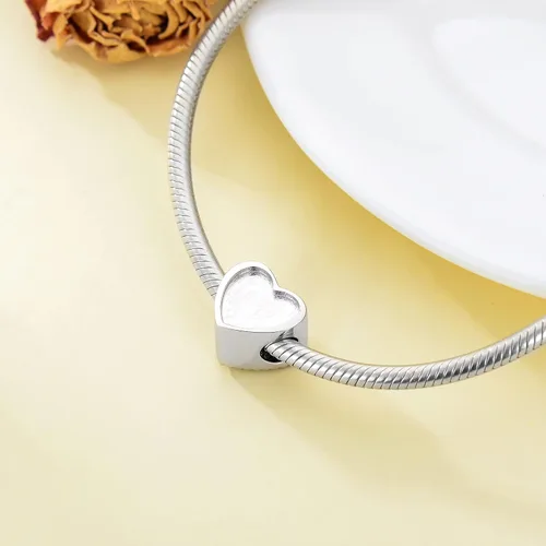 Miniatura 5 de LONAGO Abalorio personalizado de plata de ley 925 con forma de corazón y piedra natal personalizada, pulsera de ajuste de piedras preciosas