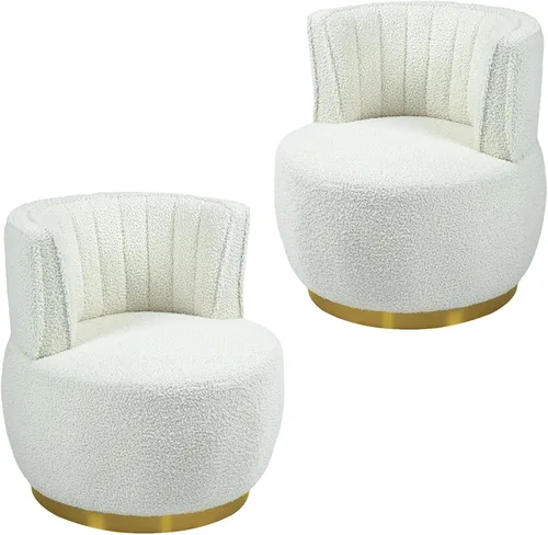Miniatura 14 de Silla giratoria de terciopelo, sillón giratorio tapizado de 360 grados, moderno y cómodo sillón redondo para sala de estar pequeña, dormitorio